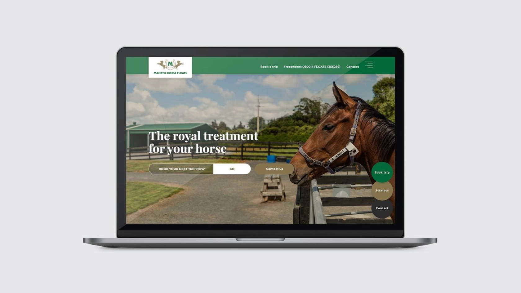 Majestic Floats website on laptop