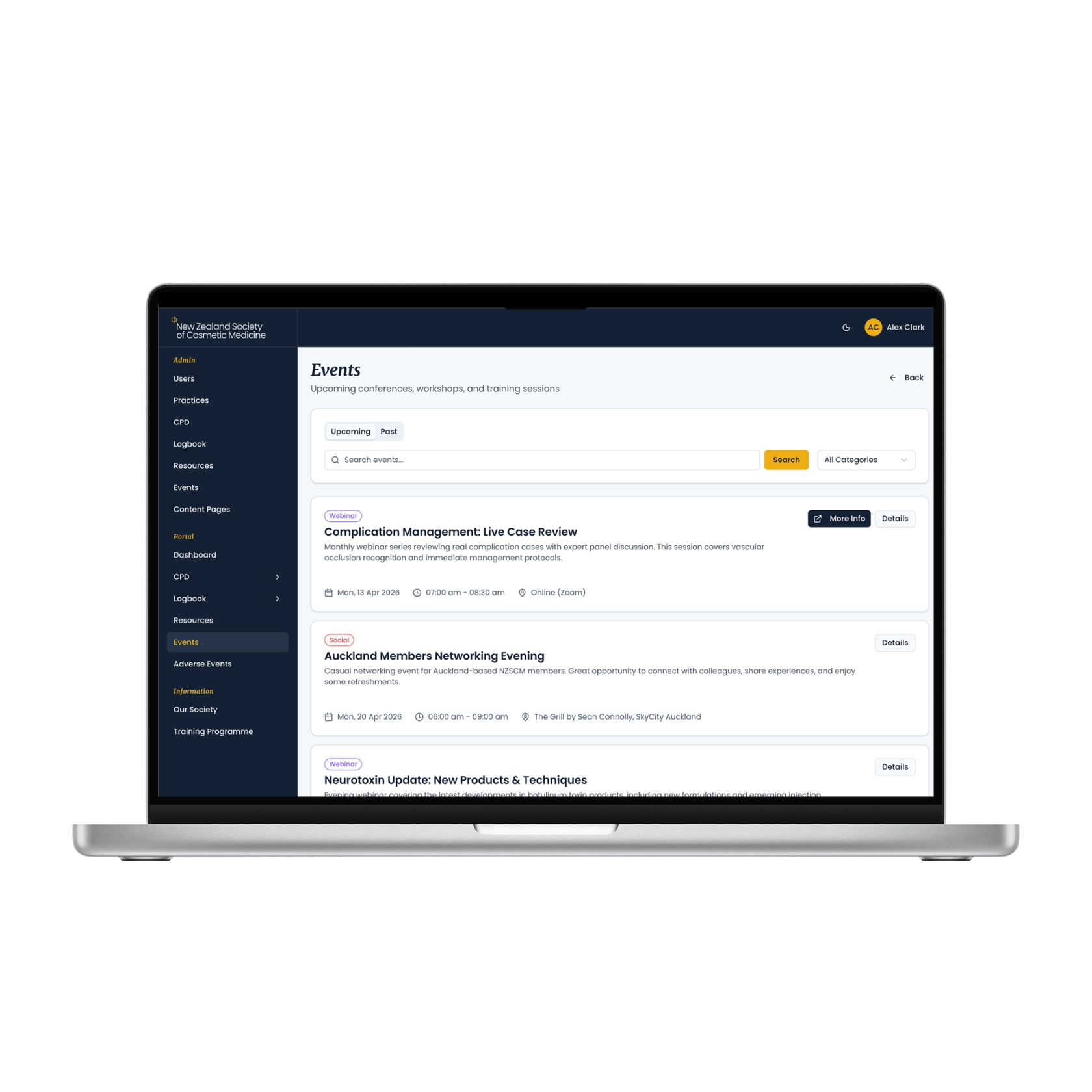 NZSCM member portal custom web-app build