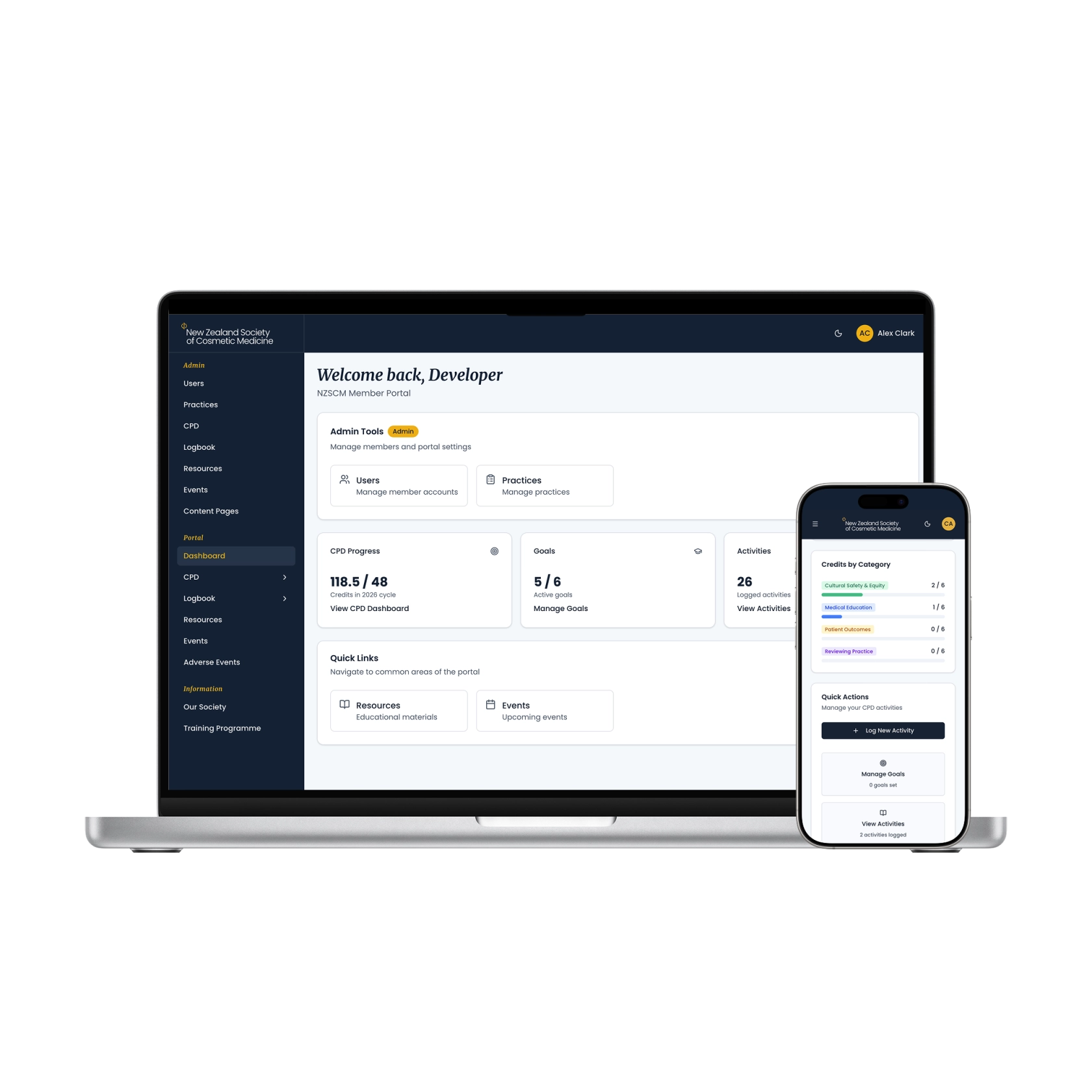 NZSCM member portal custom web-app build